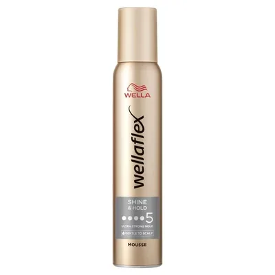 Spuma pentru par cu grad de fixare 5 Shiny Hold Wellaflex, 200ml, Wella