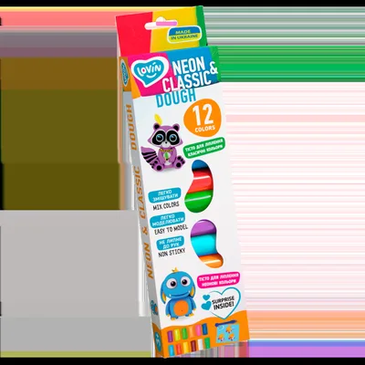 Set plastilina Lovin Neon&Classic Dough, 12 x15g, Oktoclay