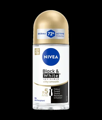 Deodorant roll-on pentru femei Black & White Silky Smooth, 50ml, Nivea
