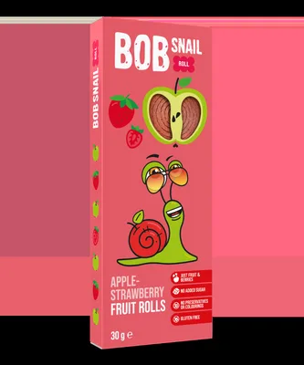 Rulou din mere si capsuni, 30g, Bob Snail