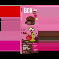 Snack fructat din mere si zmeura in ciocolata neagra, 30g, Bob Snail