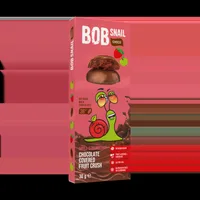 Snack fructat din mere si capsuni in ciocolata cu lapte, 30g, Bob Snail