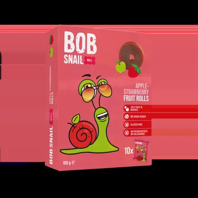 Rulou din mere si capsuni, 100g, Bob Snail