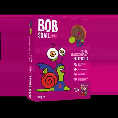 Rulou din mere si coacaze negre, 100g, Bob Snail
