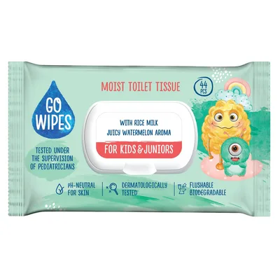 Hartie igienica umeda pentru copii, 44 bucati, Go Wipes