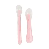Set lingurite flexibile din silicon fara BPA roz somon, 2 bucati, KidsCare