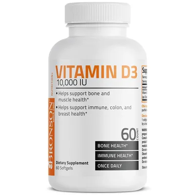Vitamina D3 10000UI, 180 capsule, Bronson Laboratories