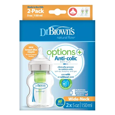 Set biberoane anti-colici cu gat larg Options+, 2 x 150ml, Dr. Brown's