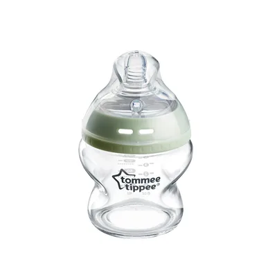 Biberon din sticla cu tetina din silicon si autosterilizare pentru 0 luni+ Natural Start, 150ml, Tommee Tippee