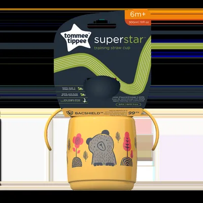 Cana cu pai si protectie Bacshield™ pentru +6 luni Galben, 300ml, Tommee Tippee