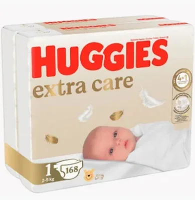 Scutece Extra Care Mega Marimea 1 pentru 2 - 5kg, 84 bucati, Huggies