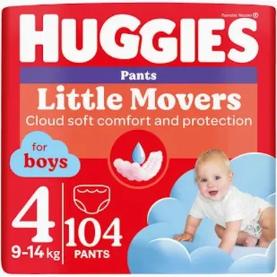 Scutece chilotel Little Movers Pants Mega marimea 4 pentru fete intre 9-14 kg, 104 bucati, Huggies