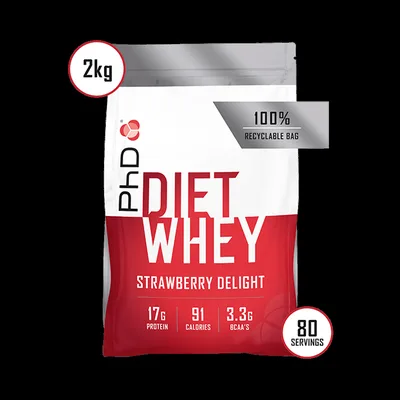 Pudra proteica cu aroma de capsuni Diet Whey, 1kg, PhD