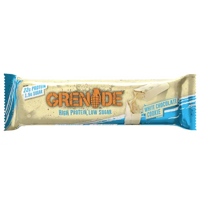 Baton proteic cu ciocolata alba White Chocolate Cookie, 60g, Grenade