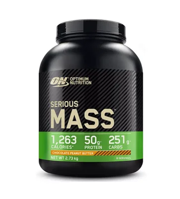 Gainer pudra proteica proteine din zer 100% Serious Mass Ciocolata si unt de arahide 2.73kg, Optimum Nutrition