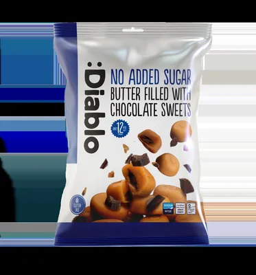 Drosuri fara zahar cu unt si umplutura de ciocolata, 75g, Diablo