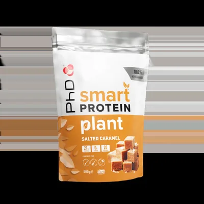 Pudra de proteine vegetale cu aroma de caramel sarat Smart Protein Plant, 500g, PhD