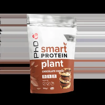 Pudra de proteine vegetale cu aroma de ciocolata cu biscuiti Smart Protein Plant, 500g, PhD