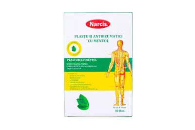 Plasture antireumatic cu mentol 12cm x 18cm, 1 bucata, Narcis