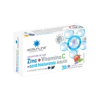 Zinc + Vitamina C + Acid Hialuronic pentru adulti, 30 comprimate de supt, BioSunLine