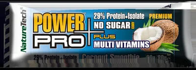 Baton energizant cu aroma de cocos Power Pro Plus, 80g, Nature Tech