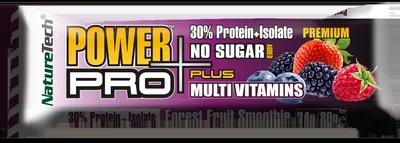 Baton energizant cu aroma de fructe de padure Power Pro Plus, 80g, Nature Tech