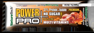 Baton energizant cu aroma de caramel Power Pro Plus, 80g, Nature Tech