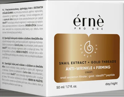 Crema tonifianta zi/noapte de fata antirid cu Mucus de melc si particule aur 24K, 50ml, Erne