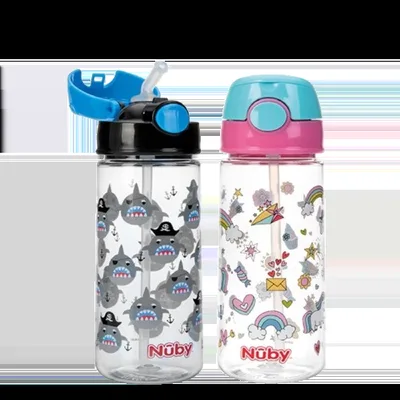 Pahar cu pai si capac +4 ani, 540ml, Nuby