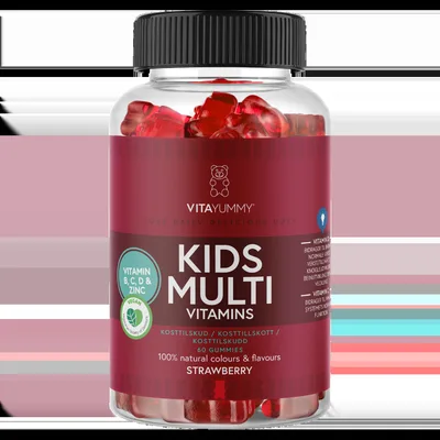 Multivitamine Kids cu aroma de capsuni, 60 jeleuri, Vitayummy