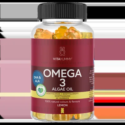 Omega 3 ursuleti gumati vegani cu aroma de lamaie, 60 jeluri, Vitayummy