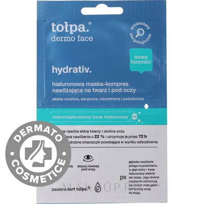 Masca-compresa cu acid hialuronic pentru fata Hydrativ, 2 × 6ml, Tolpa