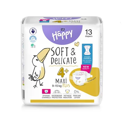 Scutece Happy Maxi Plus 9-20kg, 62 bucati, Bella Baby