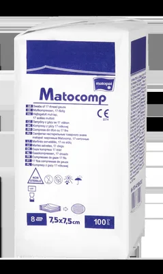Comprese nesterile tifon 8 straturi 17 fire 7.5x7.5cm, 100 bucati, Matopat
