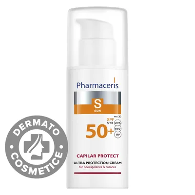 Crema de fata cu protectie solara SPF50+ pentru piele sensibila si rozacee Capilar Protect S, 50ml, Pharmaceris