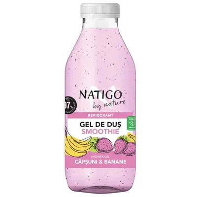 Gel de dus cu capsuni si banane Smoothie, 400ml, Natigo By Nature