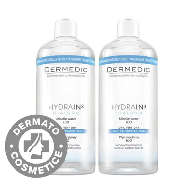 Pachet Apa micelara H2O Hydrain 3, 2 x 500ml, Dermedic