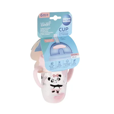 Cana anti-vasare cu pai Model Exotic 56/606_PIN, 270ml, Canpol babies