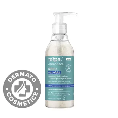 Gel peeling spumant cu camfor pentru curatarea fetei Dermo Face Sebio Max Efekt, 195ml, Tołpa