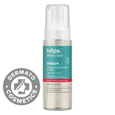 Spuma de curatare pentru ten gras si acneic cu AHA + LHA Dermo Face Sebio+, 150ml, Tołpa