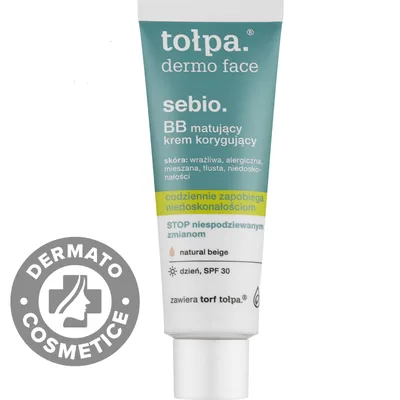 BB cream matifiant SPF30 pentru ten gras si acneic Dermo Face Sebio, 40ml, Tołpa