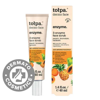 Scrub enzimatic pentru ten mixt si gras Dermo Face Enzyme, 40ml, Tolpa