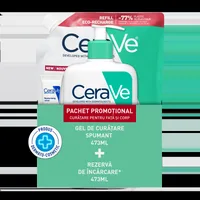 Pachet Gel spumant de curatare 473ml + Refill Gel spumant de curatare 473ml + Lotiune hidratanta 5ml, CeraVe
