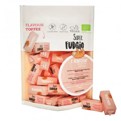 Caramele bio cu aroma de toffee fara gluten, 150g, Super Fudgio