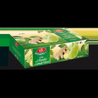 Ceai cu ghimbir si lamai verzi Aromafruct, 100 plicuri, Fares