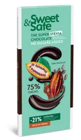 Ciocolata amaruie cu indulcitor natural de stevia Sweet&Safe, 90g, Sly Nutritia