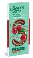 Ciocolata cu indulcitor natural de stevia Sweet&Safe, quinoa si visine, 90g, Sly Nutrition