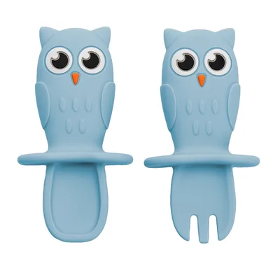 Set tacamuri din silicon Owl Aqua Blue 6 luni+, 1 bucata, Appekids