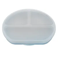 Farfurie compartimentata din silicon cu ventuza si capac Aqua Blue 6 luni+, 1 bucata, Appekids