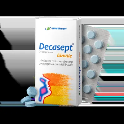 Decasept cu aroma de lamaie, 24 comprimate, Amniocen